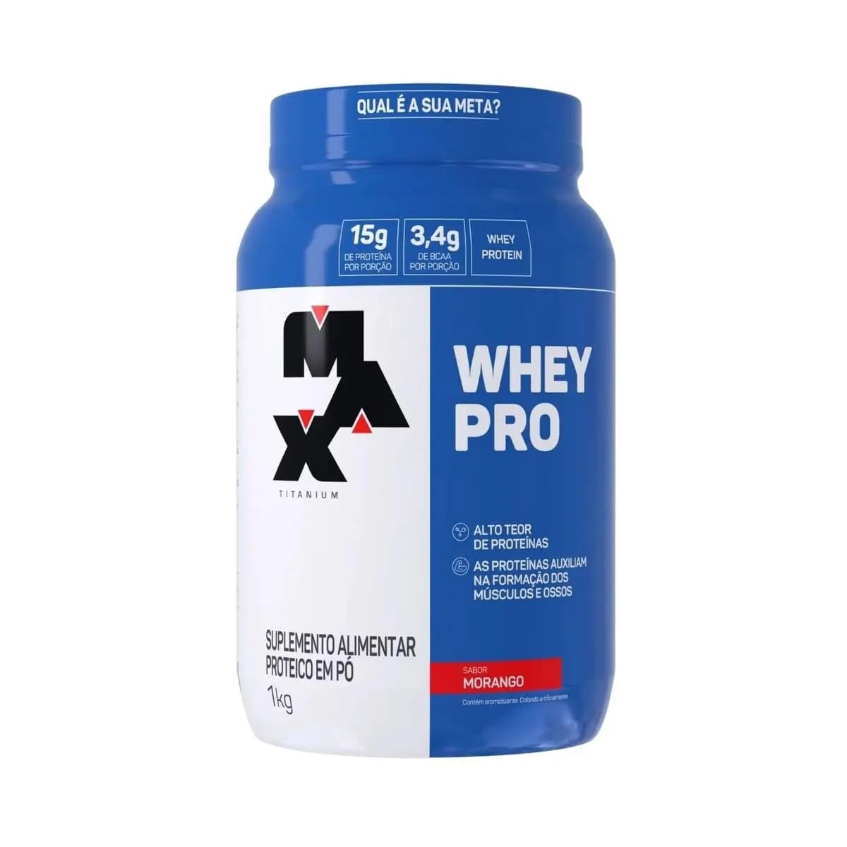 Whey Pro Pote 1kg Sabor Morango Max Titanium