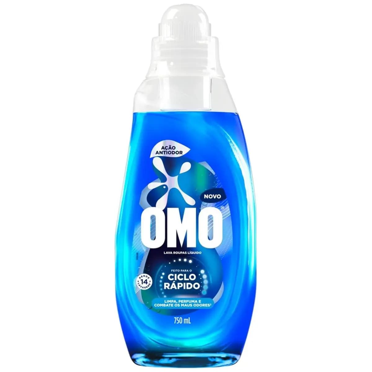 Lava-Roupas Líquido Omo Ciclo Rápido Ação Antiodor Frasco 750ml