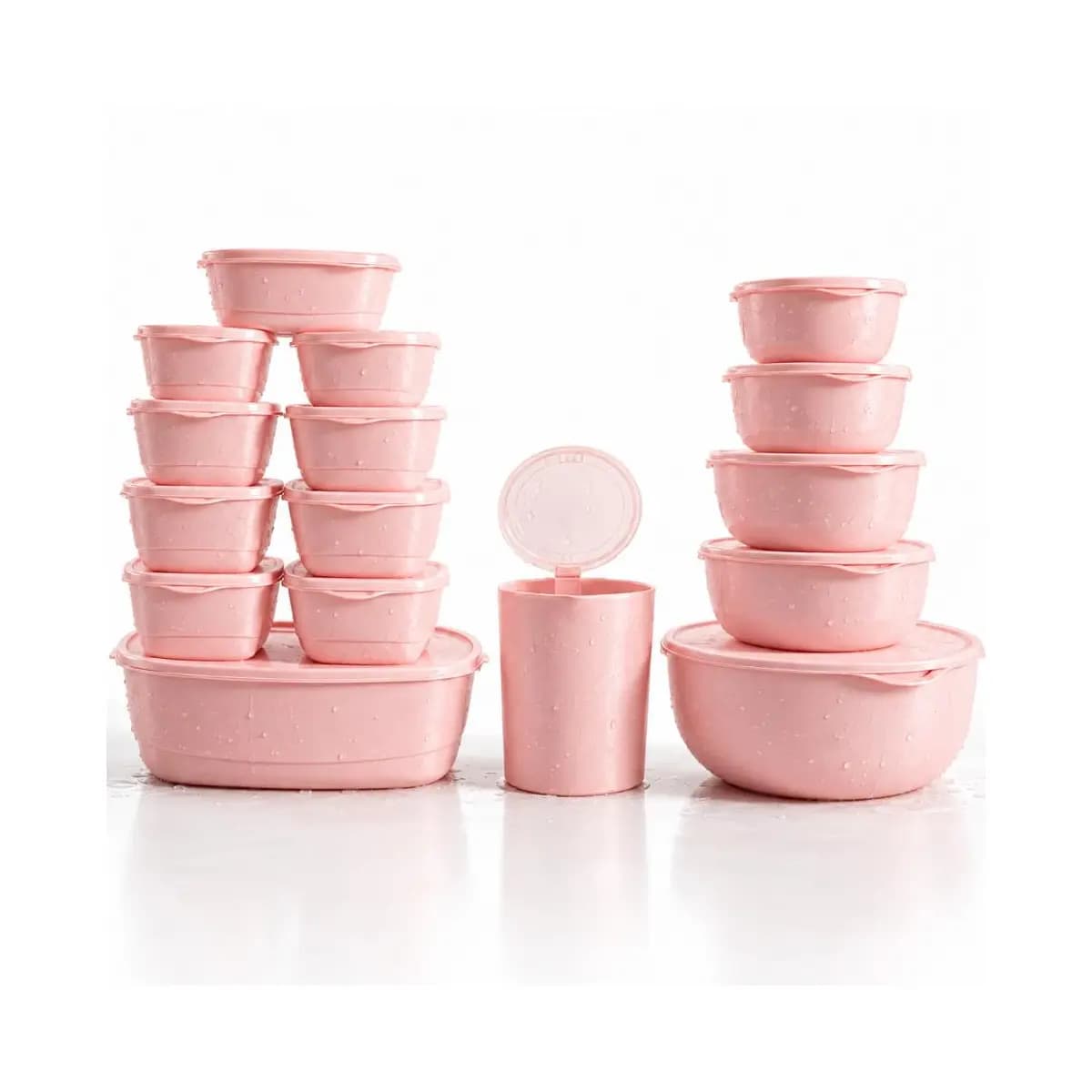 Kit Cozinha 15 Potes Herméticos + Jarra | Organizadores Plásticos BPA Free Resistente