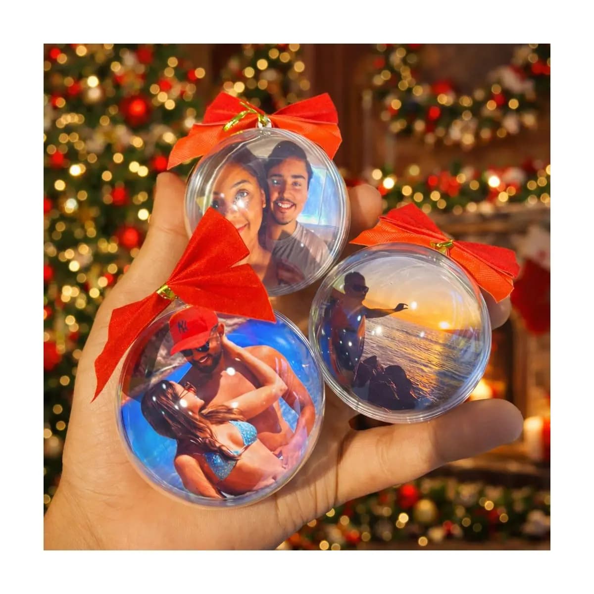 Kit Bolas de Natal Com Foto Personalizada