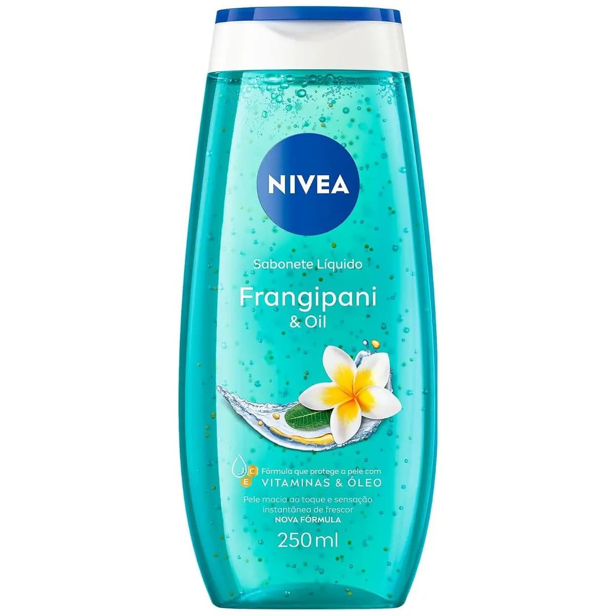 NIVEA Sabonete Líquido Frangipani & Oil 250ml, Limpeza Corporal, Pele Macia, Óleos e Vitaminas, Equilíbrio com o pH, Sensação Refrescante