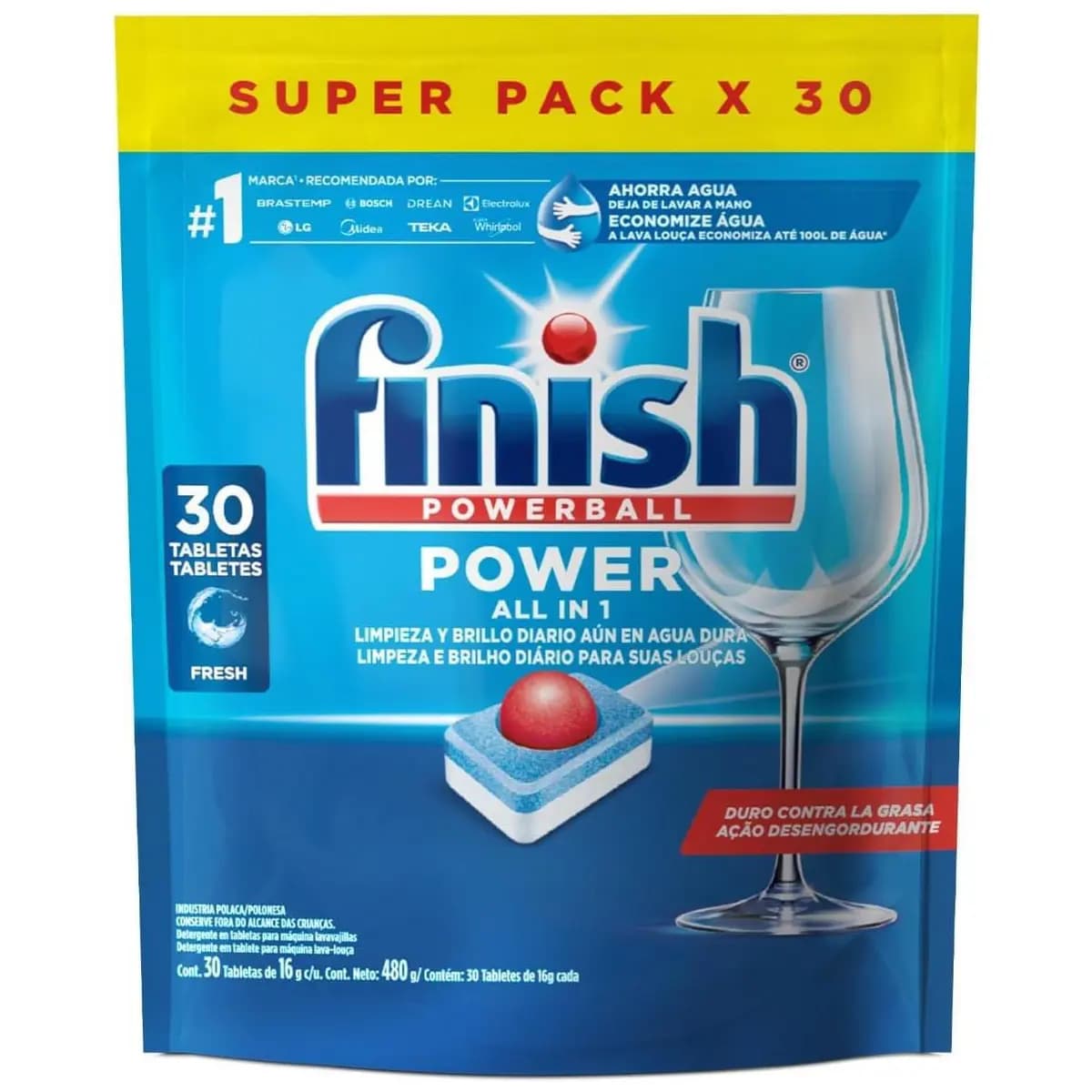 Finish Powerball Detergente para Lava Louças em Tabletes 30 unidades