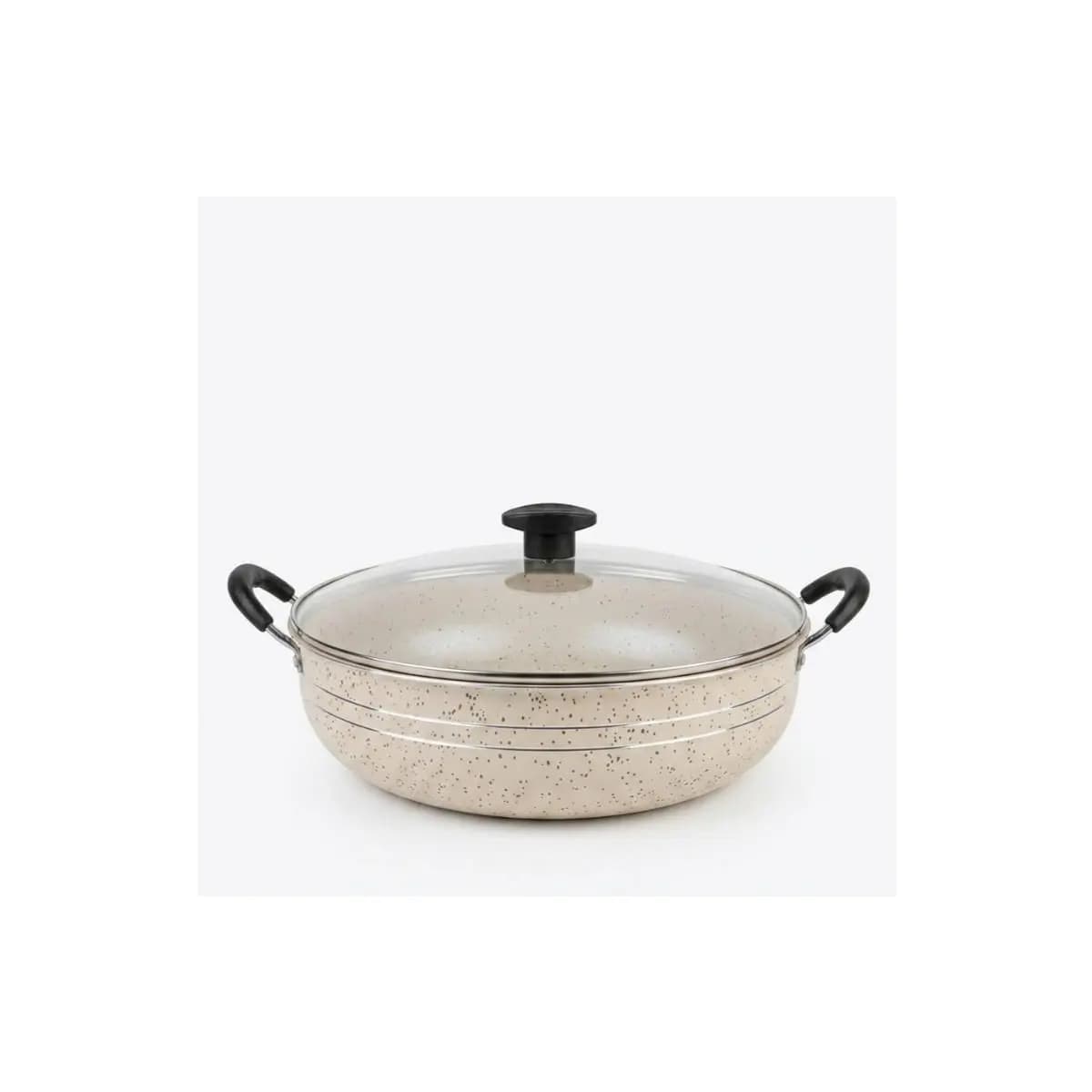 Panela Grande Frigideira Wok Silver Lines Antiaderente com alças + Tampa.