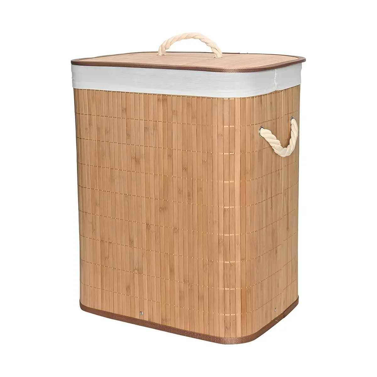 Cesto De Roupa Bambu Conthey N2301688 Retangular Com Tampa