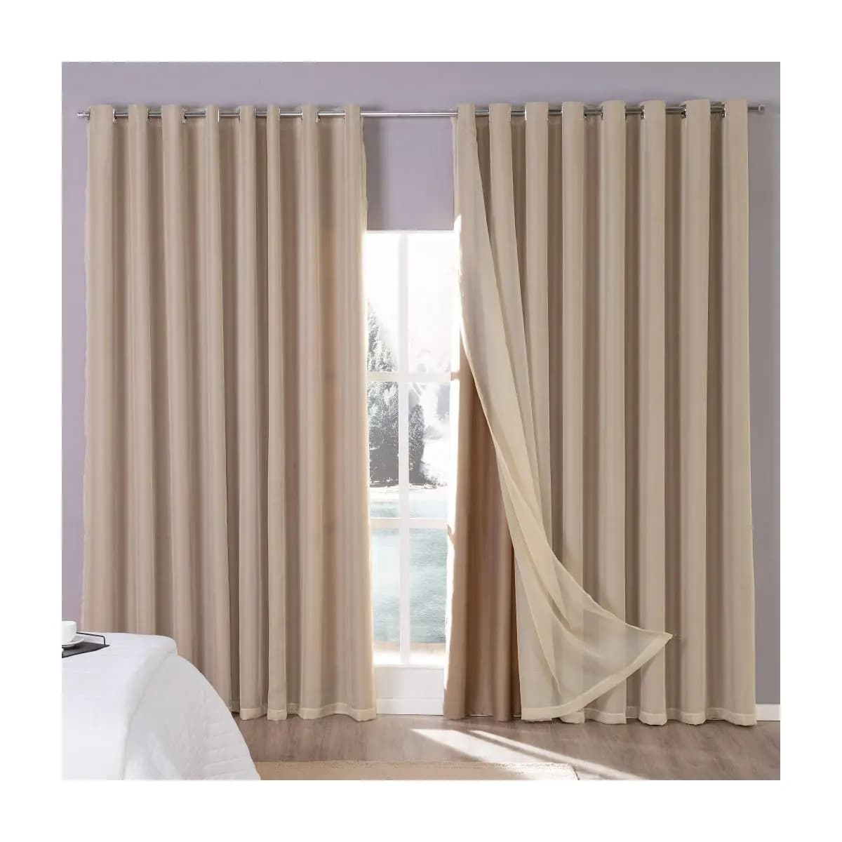 Cortina Tecido Blackout com Voil 3,00m x 2,70m Sala Quarto Adulto e Infantil