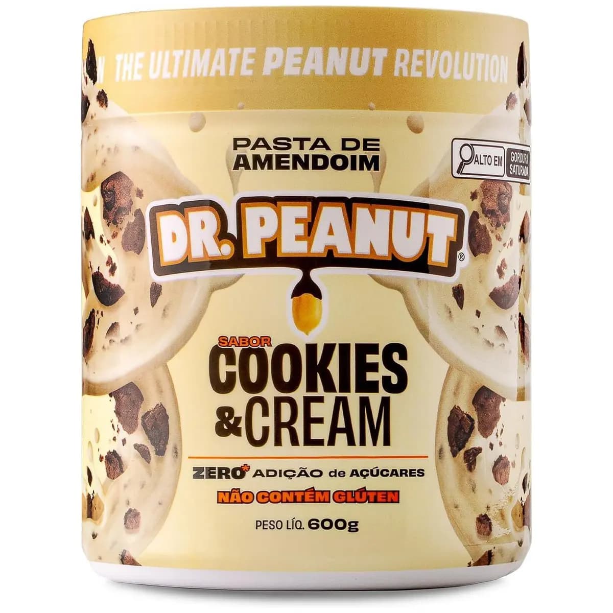 Dr. Peanut Pasta de Amendoim c/Whey Protein - Sabor Cookies & Cream, Pote 600g