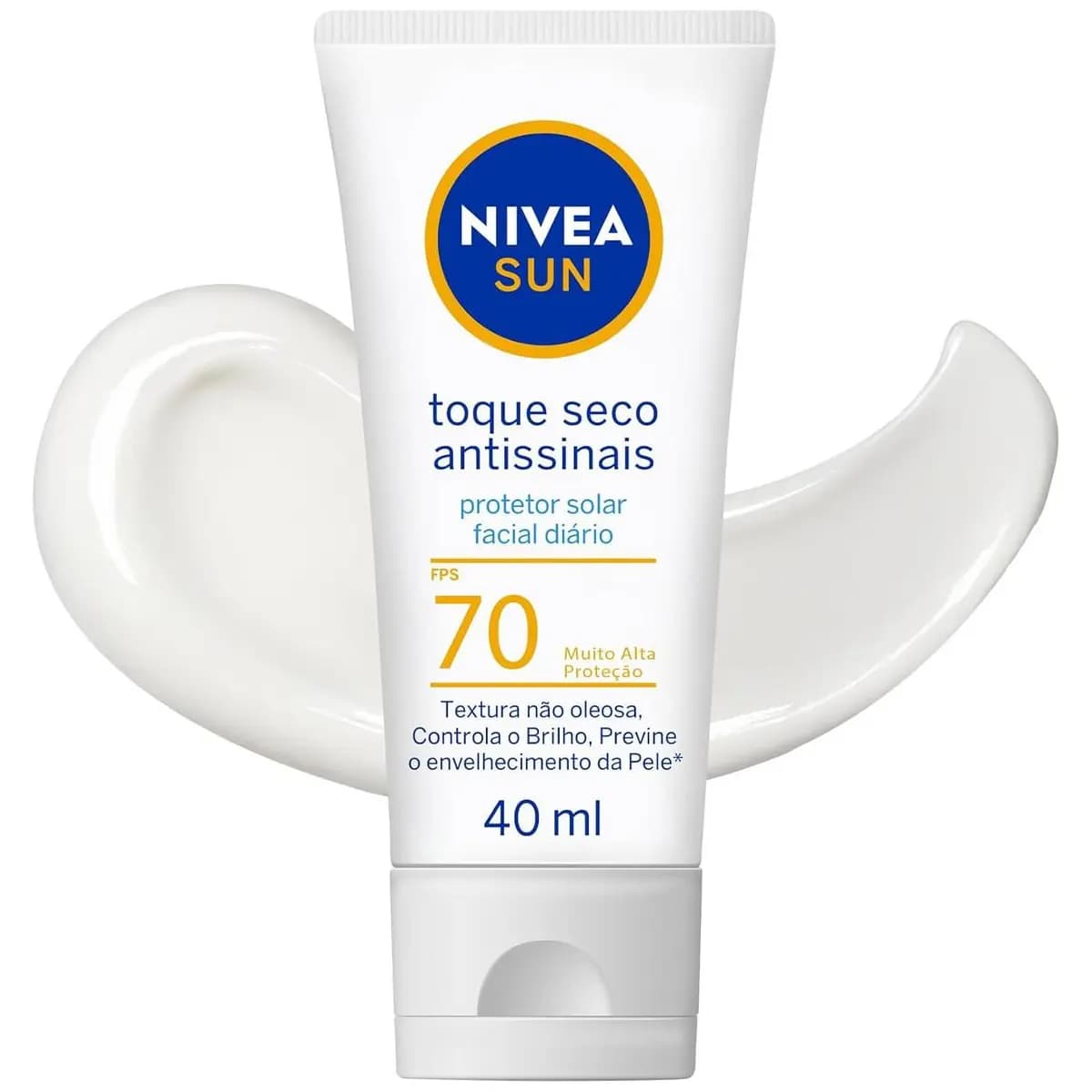 NIVEA SUN Protetor Solar Facial Toque Seco Antissinais FPS 70 40ml - Com muito alta proteção contra raios UVA/UVB, controla o brilho e previne o envelhecimento precoce