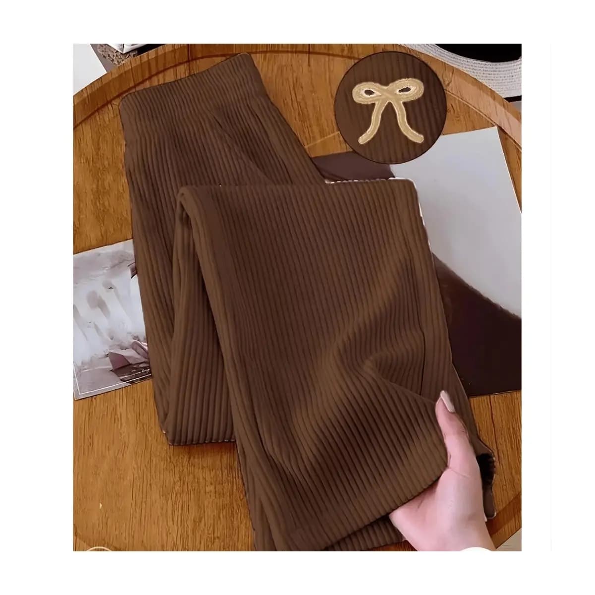 Calça Pantalona Feminino Tecido texturado Calça Feminino Cintura Alta Pantalona Elegante