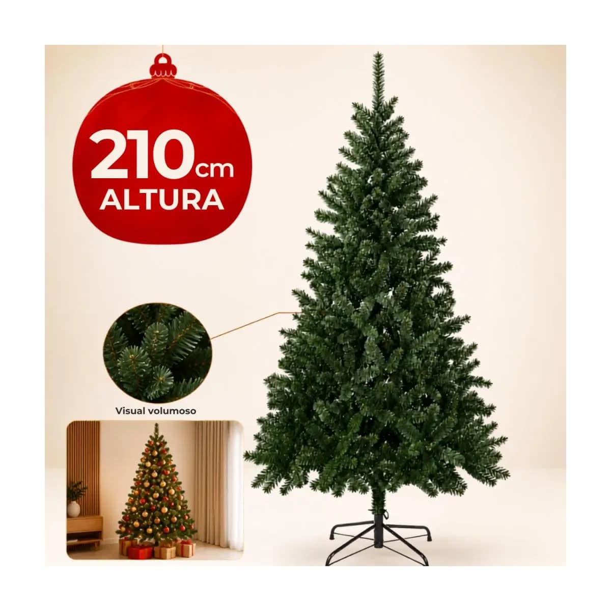 Árvore Natal Verde Alta 2,1m Grande Pinheirinho Tradicional