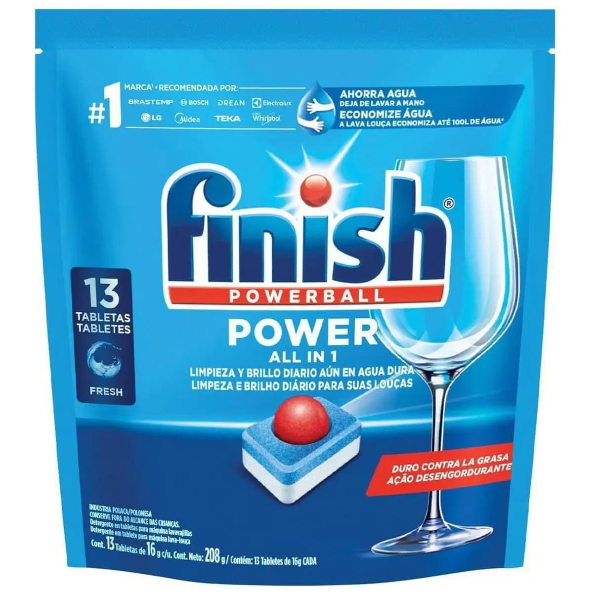 Finish Powerball Detergente para Lava Louças em Tabletes e Secante, 13 Tabletes