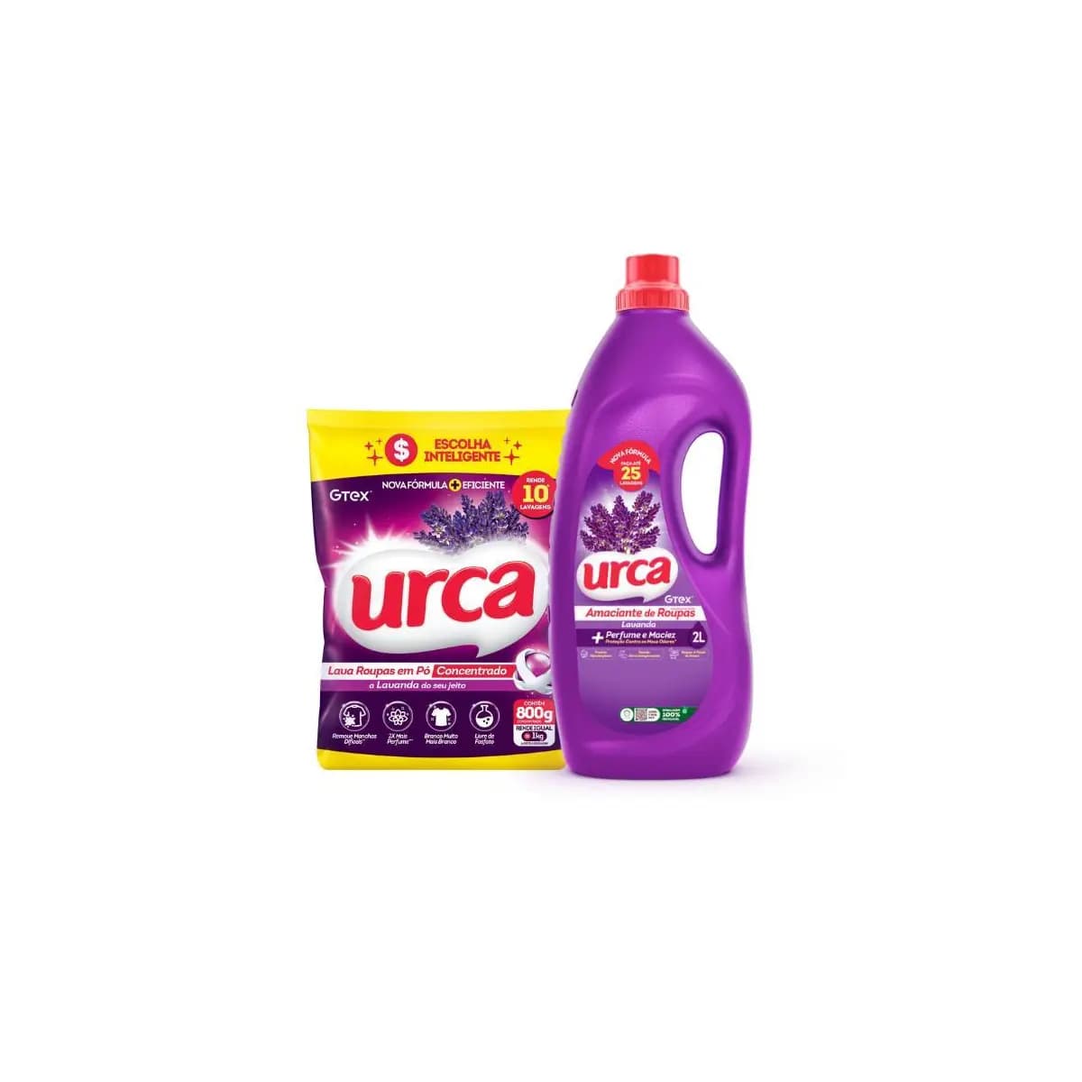 Kit Urca Lavanda 1 Lava Roupas Pó Concentrado 800G + 1 Amaciante Diluído 2L