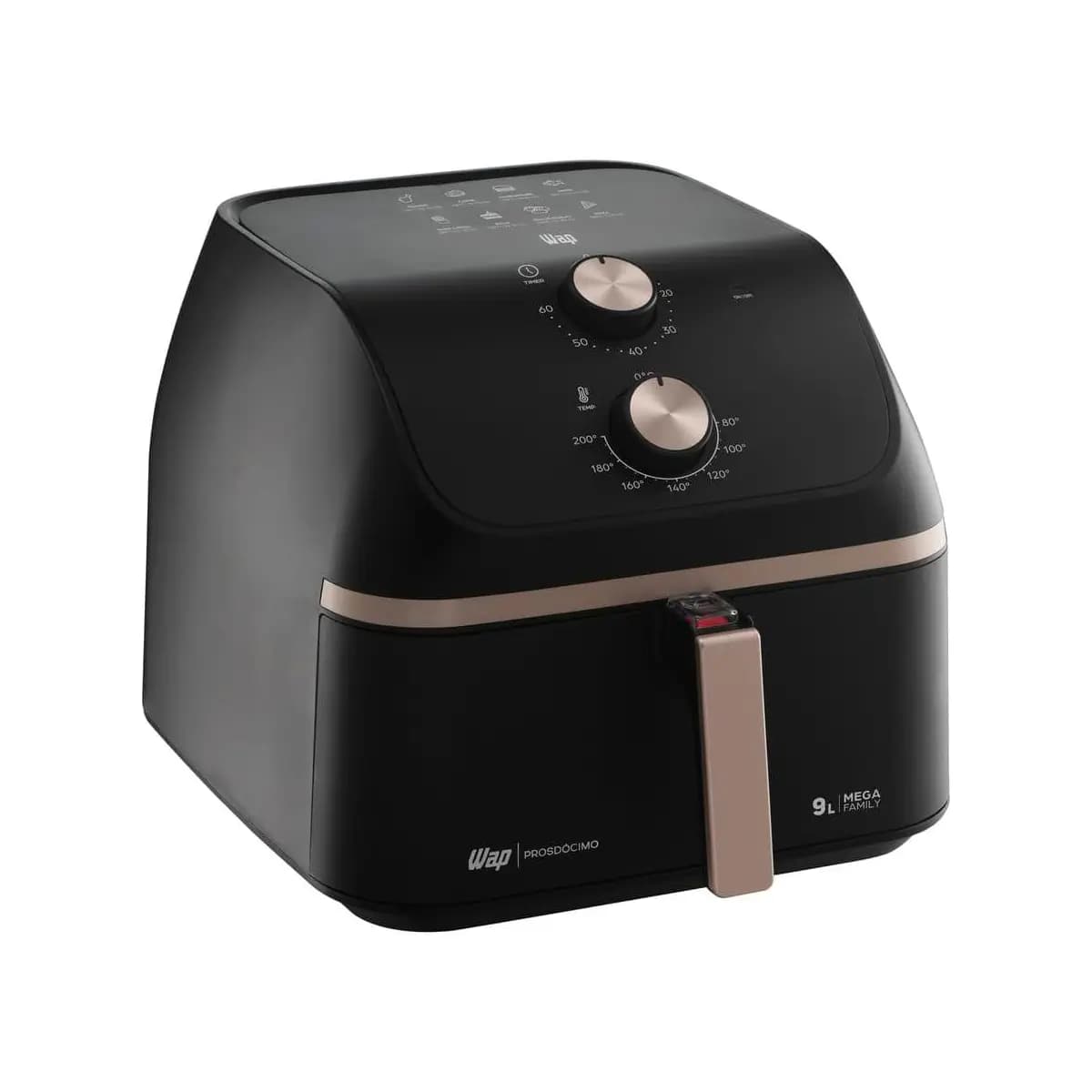 WAP Fritadeira Air Fryer MEGA FAMILY 9 Litros com Cesto Amplo e Circulação de Ar 360°, Timer Sonoro 1900W 127V