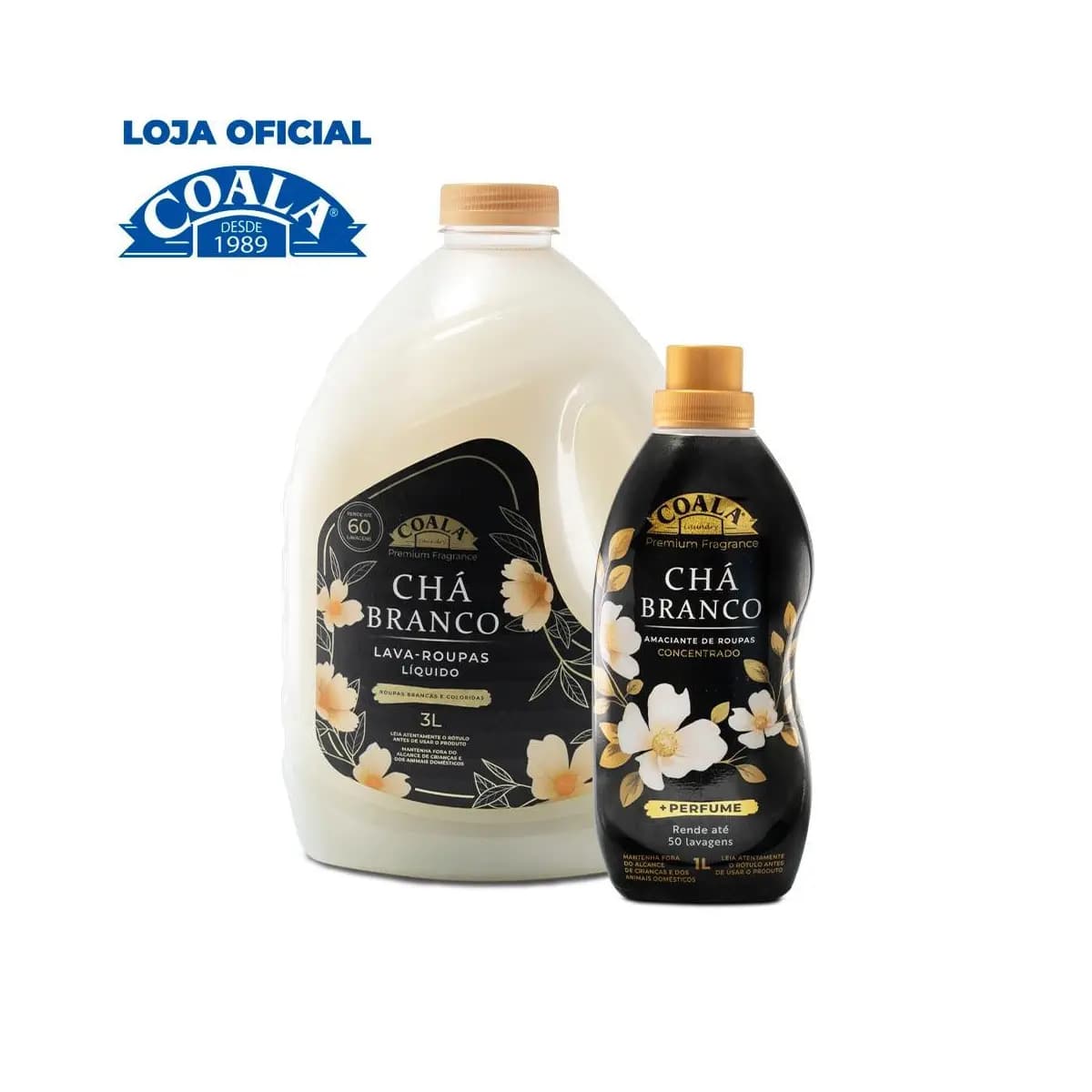 Kit Coala Laundry Chá Branco - 1 lava Roupas 3L +1 Amaciante1L