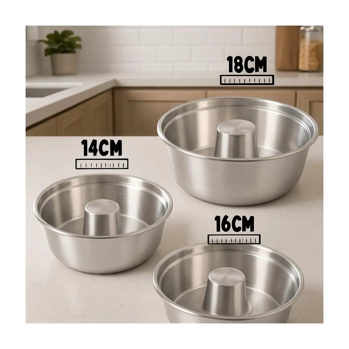 KIT 3 Forma de bolo, Pudim TAMANHO 14,16,18cm TAMANHO