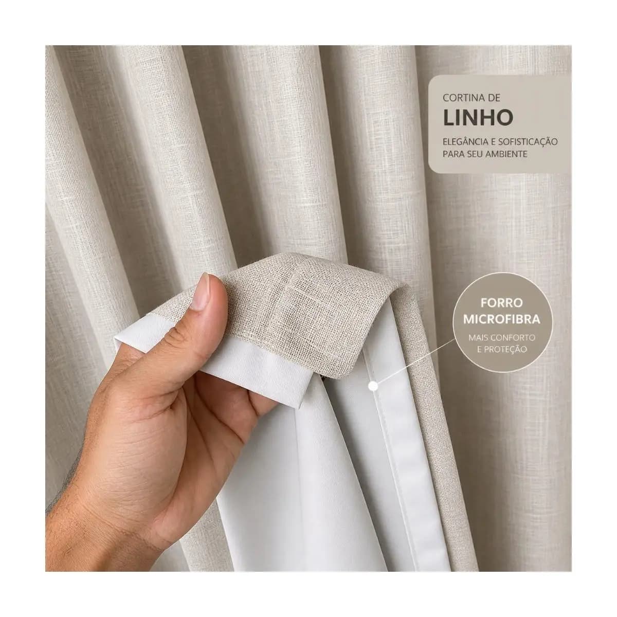 Cortina Sala e Quarto Linho com Forro Microfibra Premium de Luxo