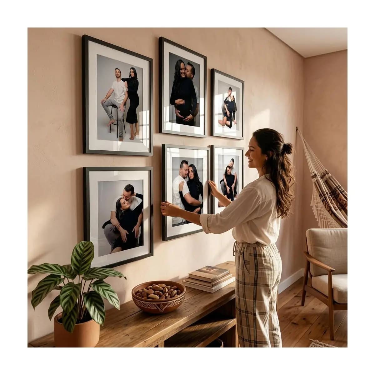 Quadro Decorativo 24x31 Parede Com Paspatur Porta Retrato Foto 15x21 Moldura Madeira Sala Quarto