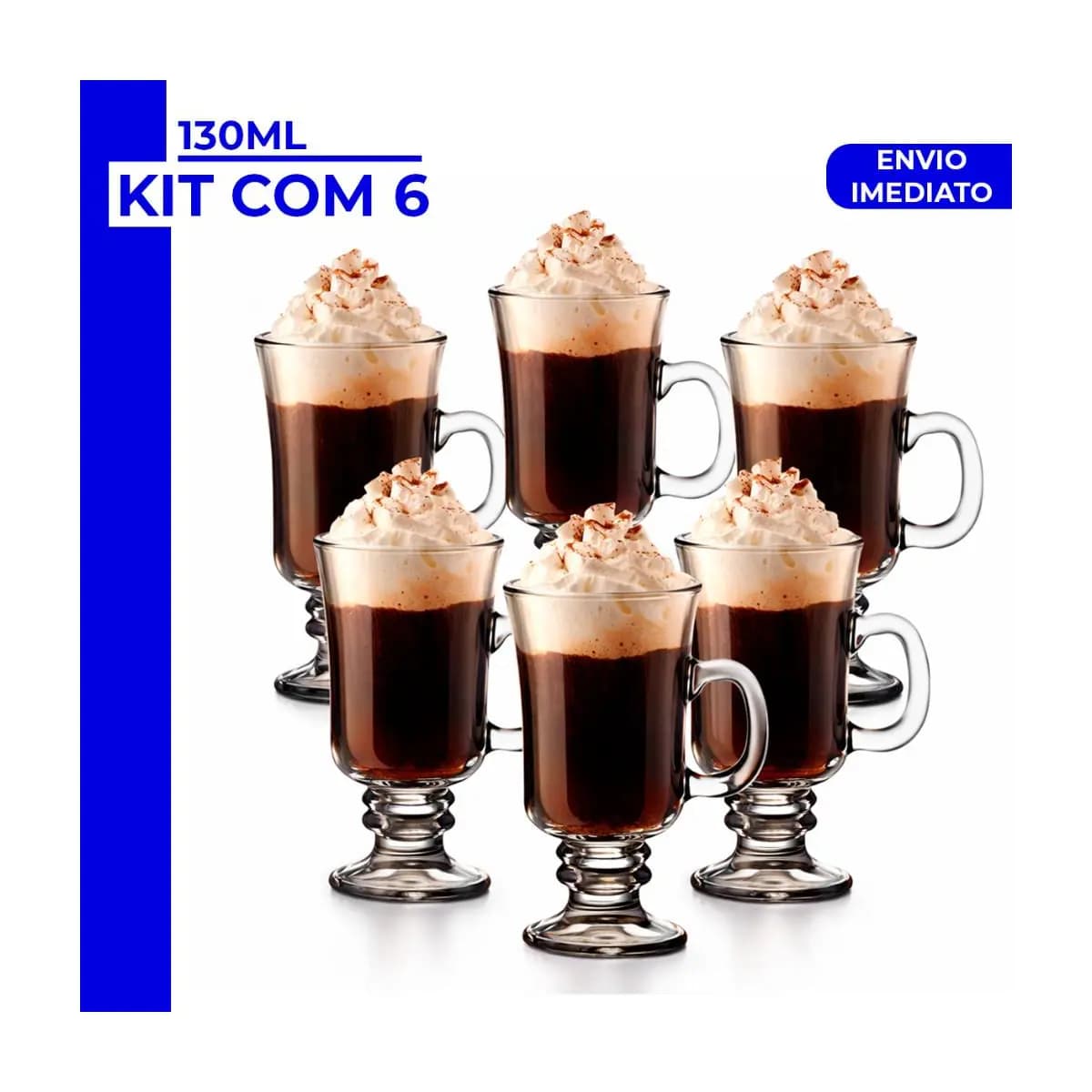 Jogo 3 ou 6 Peças Canecas Capuccino Nespresso Em Vidro Irish Coffee 130ml/230ml Chocolate Café Nespres