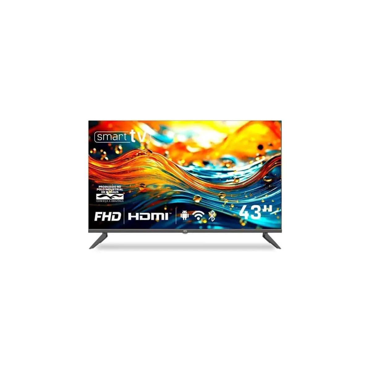 Smart TV HQ 43" Full HD tela sem bordas Android 12 design Slim HQS43NKHM