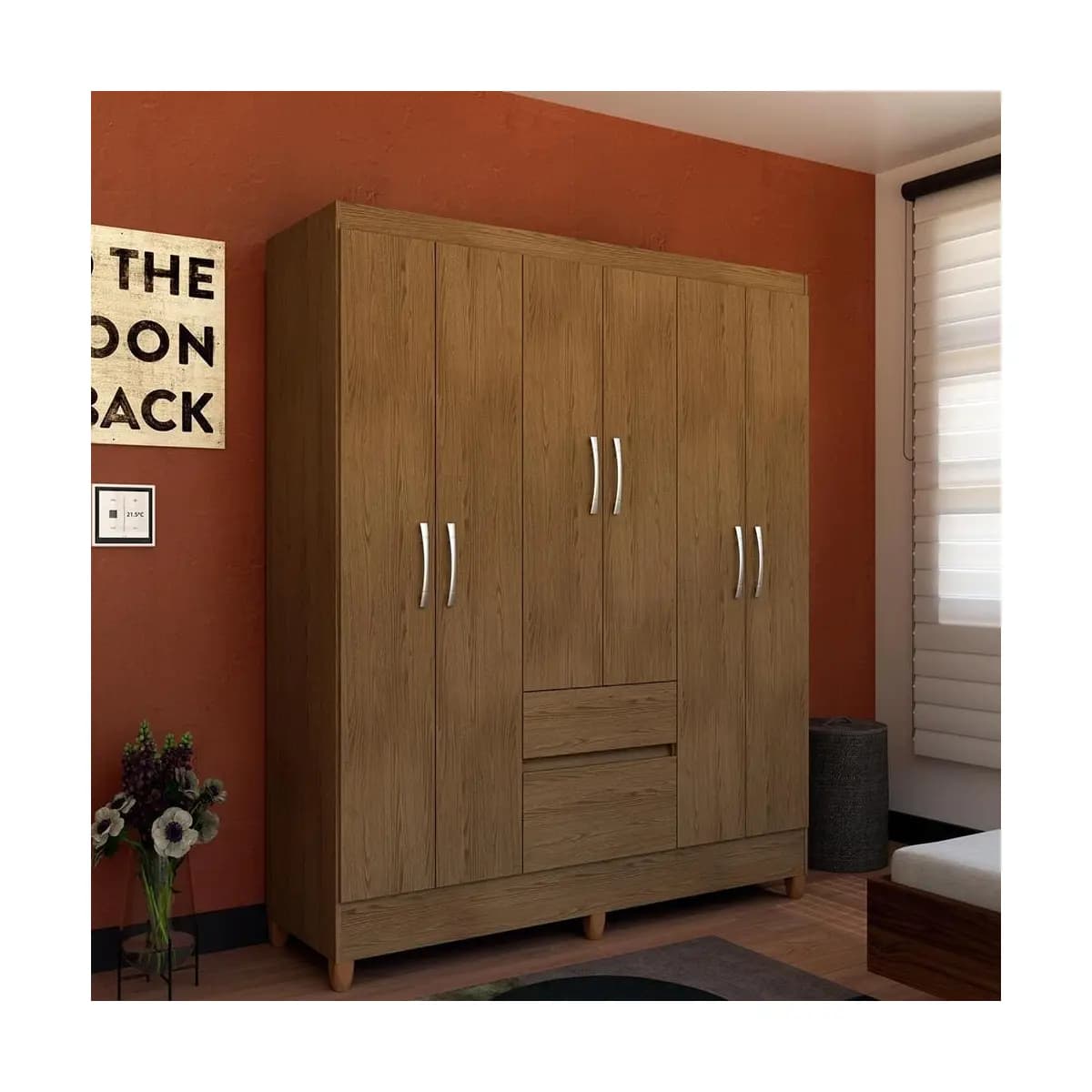 Guarda-Roupa Casal New Brusque 6 Portas 2 Gavetas Pintura UV Bartira