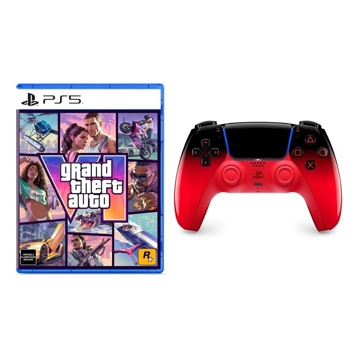 Bundle GTA VI PlayStation 5 + Controle sem fio PlayStation DualSense™ Techno Red
