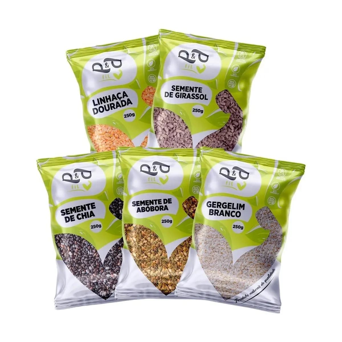 Combo Semente Chia Girassol Linhaça Abobora e Gergelim - P&P