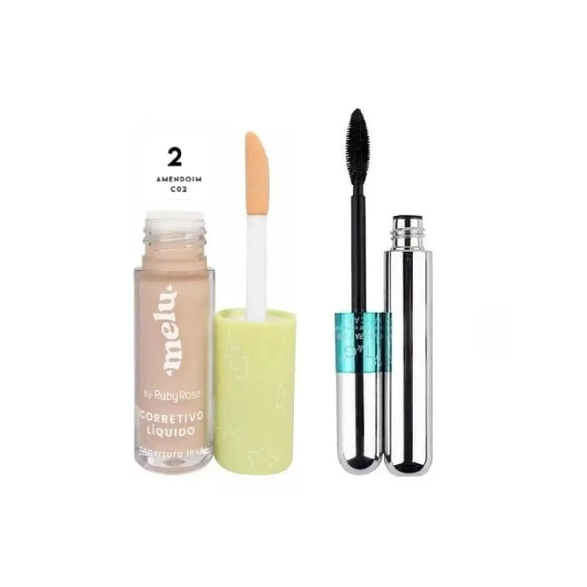 Corretivo Líquido Cobertura Leve Melu Ruby Rose 5ml Maquiagem + Máscara para cílios T&G Tango RÍMEL
