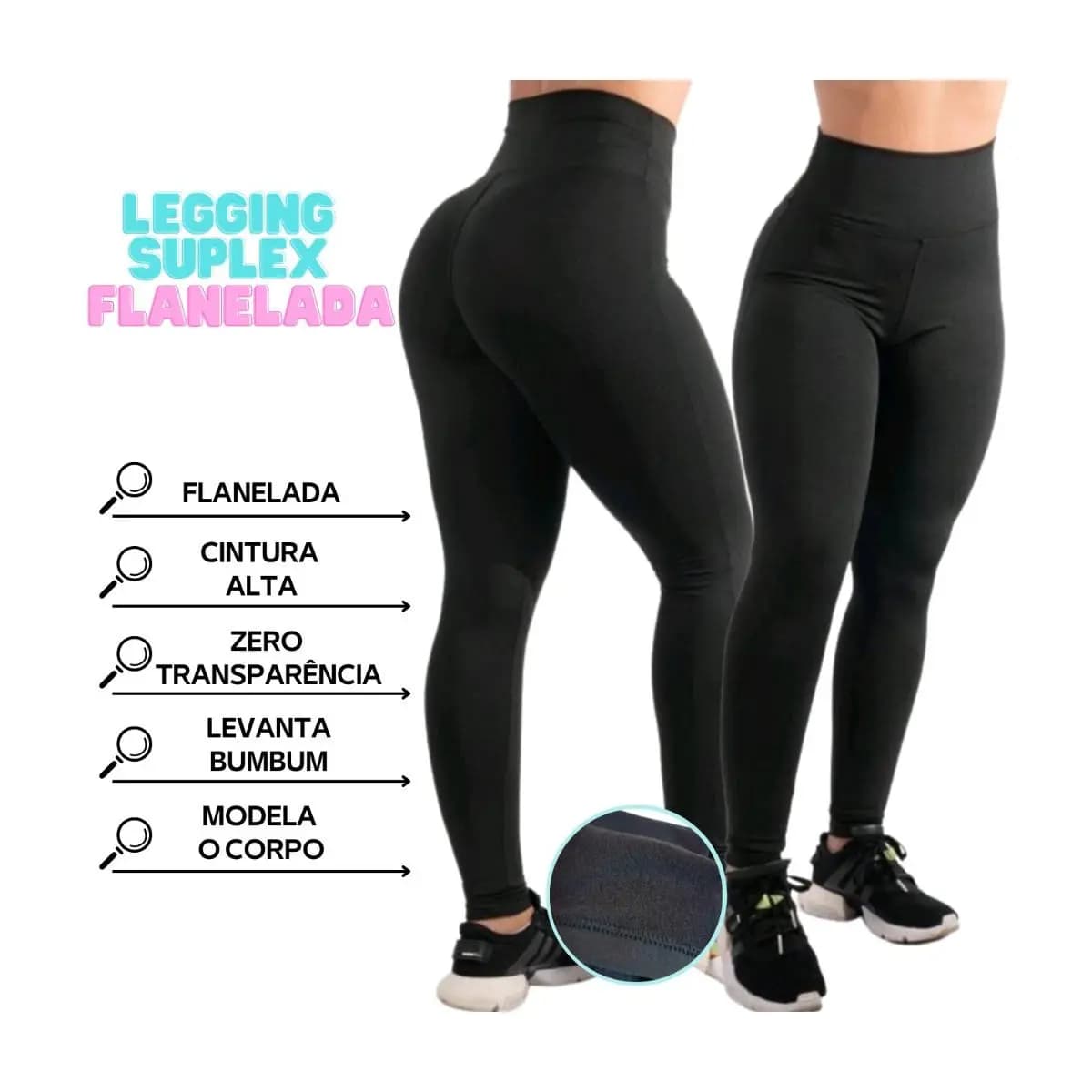 Legging Flanelada Grossa Calça Leg Peluciada Forrada Por Dentro Costura Reforçada Calça Térmica