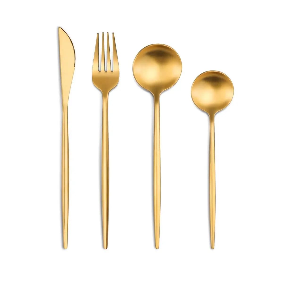 24 Peças Talheres Dourado de Aço Inox Garfo Colher Faca Colher De Mesa-YH