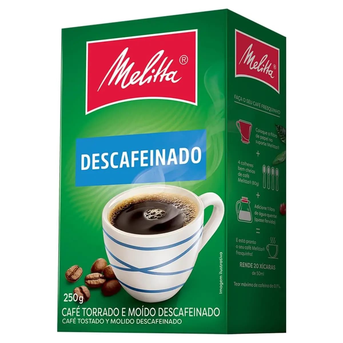 Café Torrado e Moído Descafeinado LV Melitta Caixa 250g
