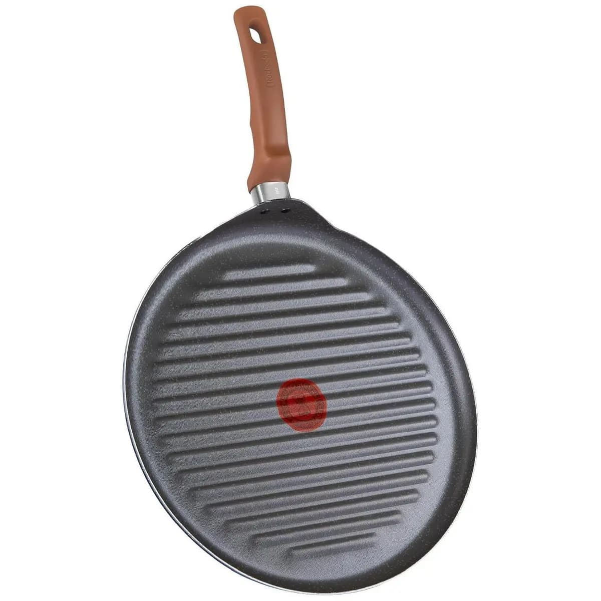 Grill Redondo Rochedo Natural Stone 30cm, Cinza com Efeito Pedra, Antiaderente Minerium, Alumínio de Alta Espessura 2mm, Thermo-Sinal e Cozimento Homogêneo