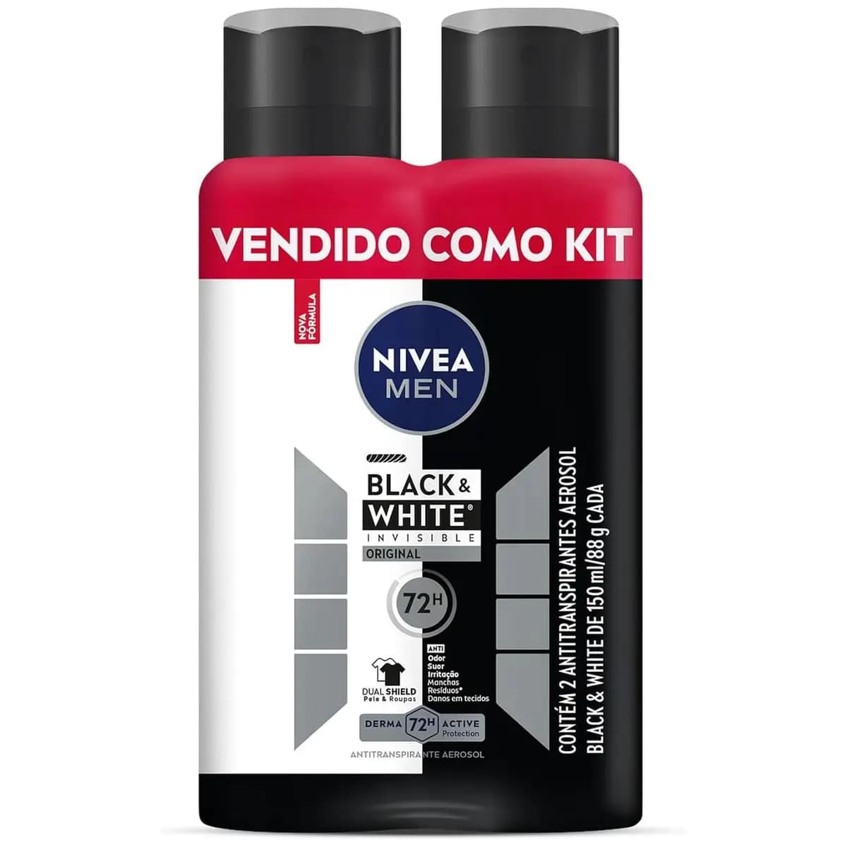 Kit NIVEA Desodorante Aerosol Men Black&White Invisible - 2 unidades