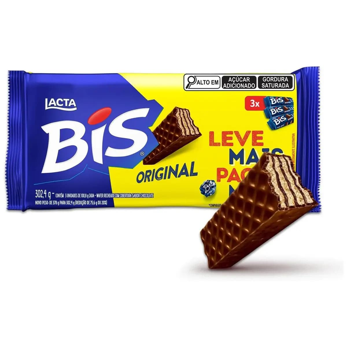 Bis Original Ao Leite - Kit com 3 unidades de 100,8g