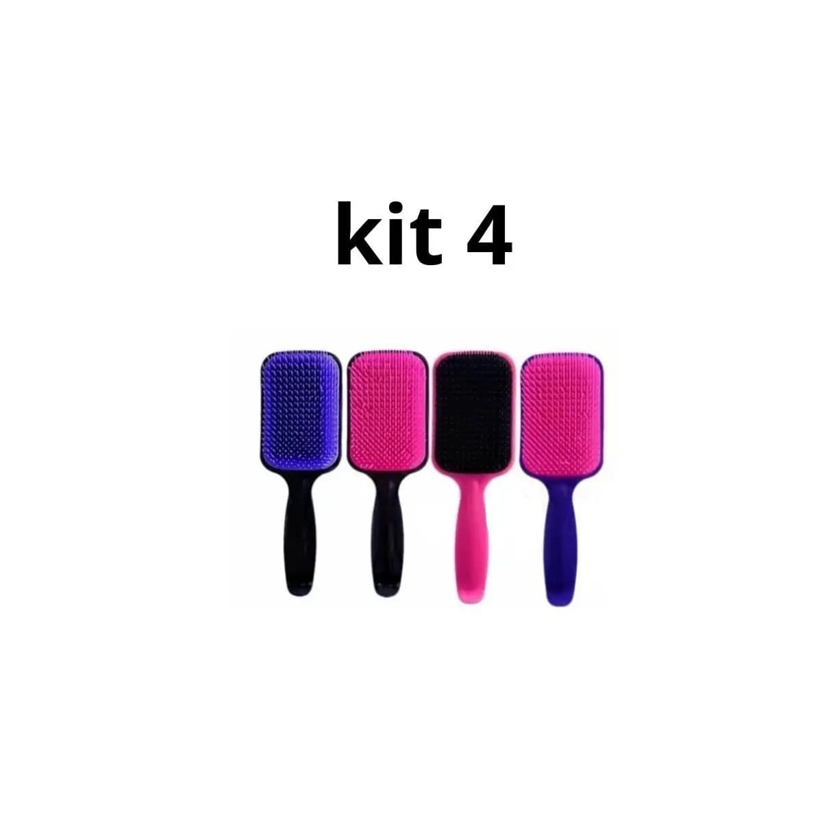 kit 4 Escovas De Cabelo Raquete Almofadada, Escova Raquete Flex Desembaraça Todos Tipos Cabelos