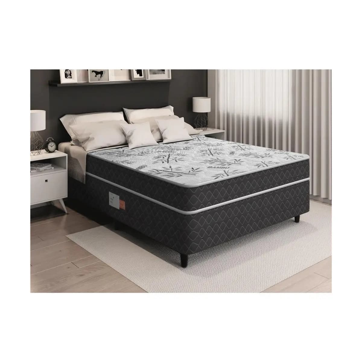 Cama Box Conjugada Casal Ortopédica D28 com Travesseiros Lucas Home Unique 138cm