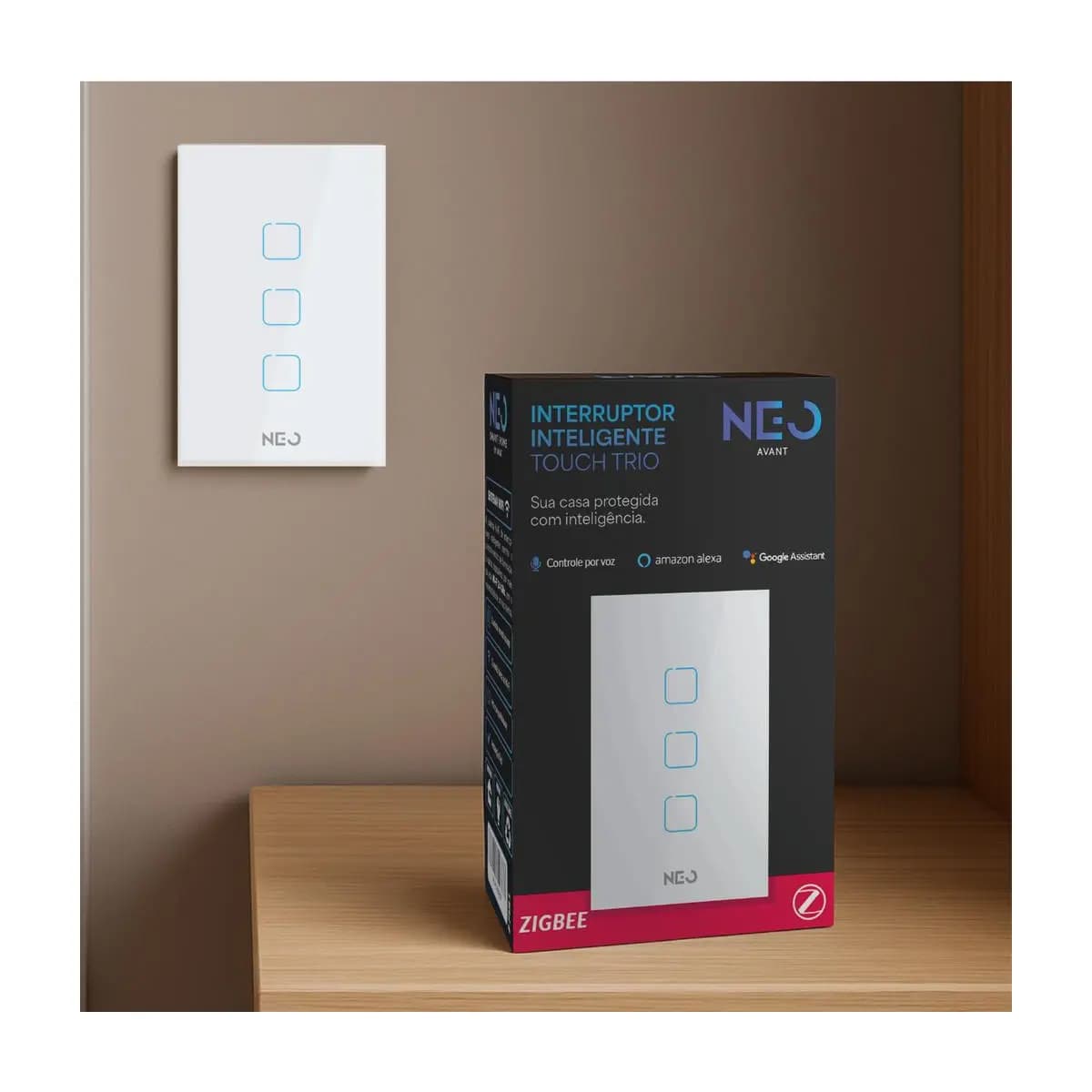 Interruptor Inteligente Touch Zigbee 1/2/3/4/6/8 Botões com Alexa google Bivolt Neo Avant