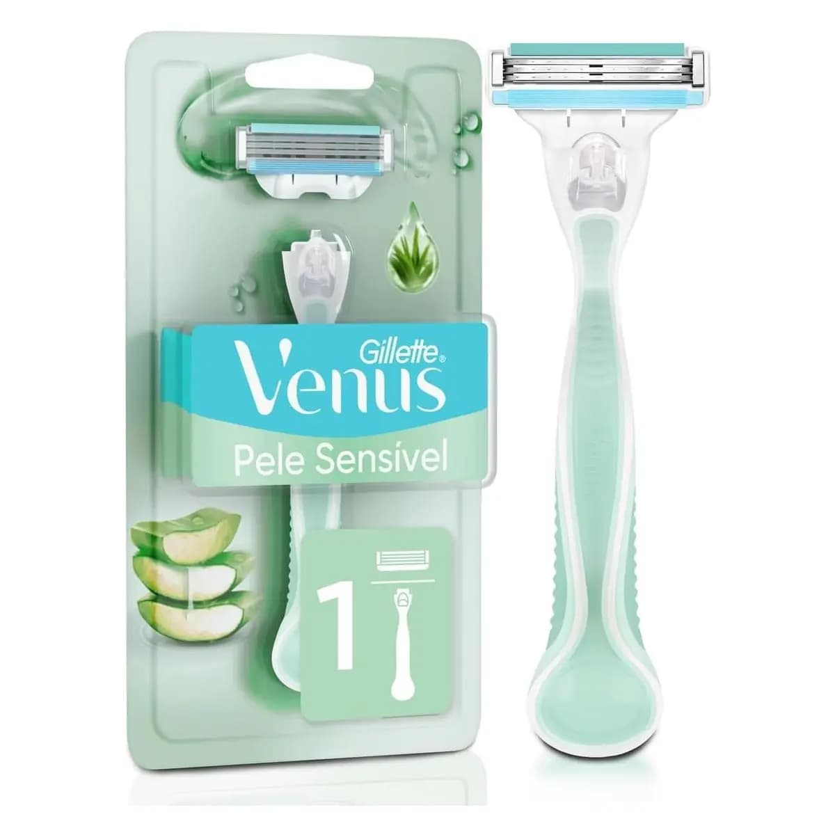 Gillette Venus Pele Sensível Aparelho de Depilar com Aloe Vera, 1 Unidade