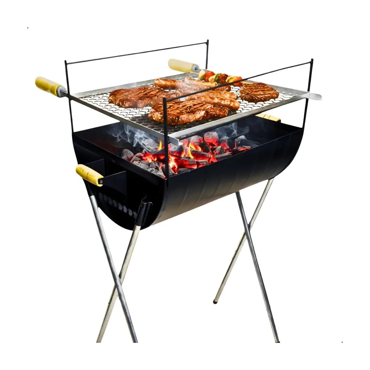 *PROMOÇÃO* Churrasqueira a Carvão Com Grelha Inclusa 96cm em Aço Carbono 3 Andares Grande Espetinho