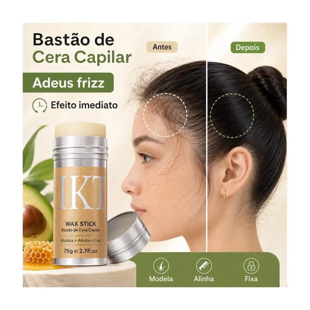 Cera capilar em bastão para modelagem de cabelo, cuidados capilares Anti-frizz