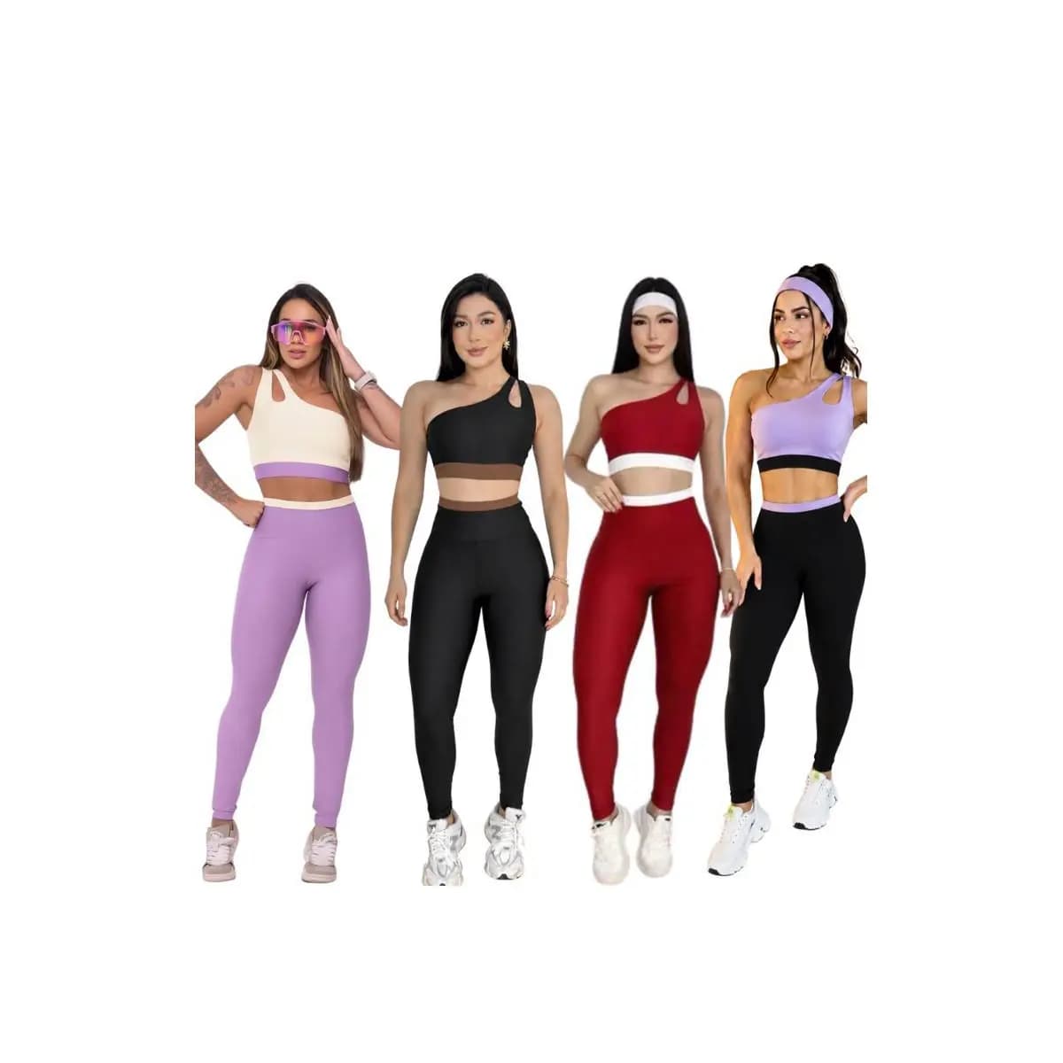 Conjunto Academia Calça e Top Bicolor Fitness Academia Feminina Suplex Premium Zero Transparência