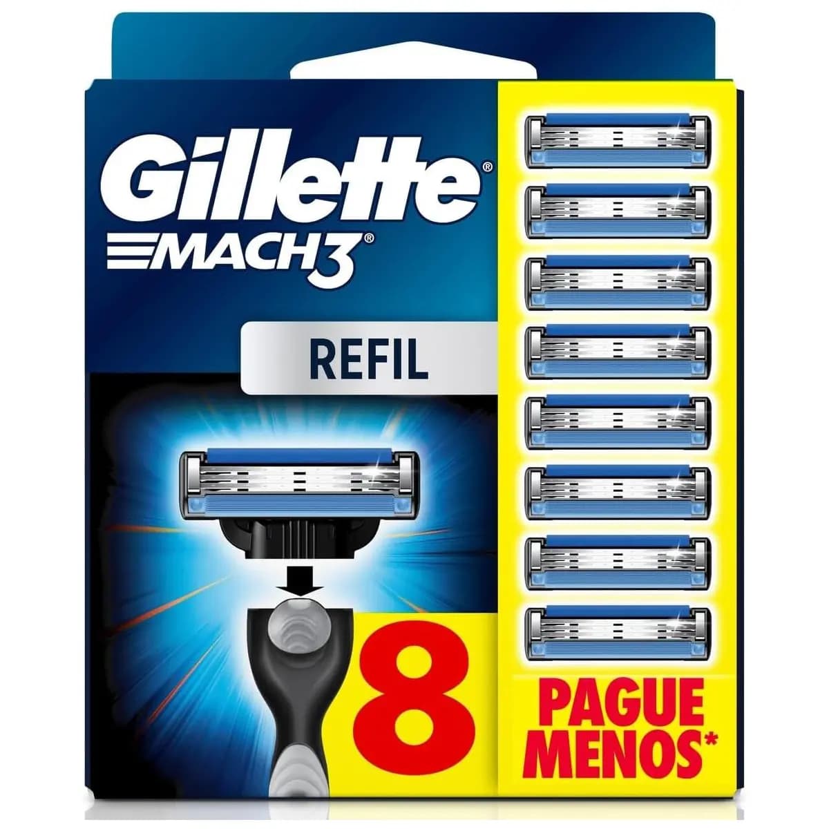 Gillette Mach3, Carga para Aparelho de Barbear com 3 Lâminas 8 Unidades