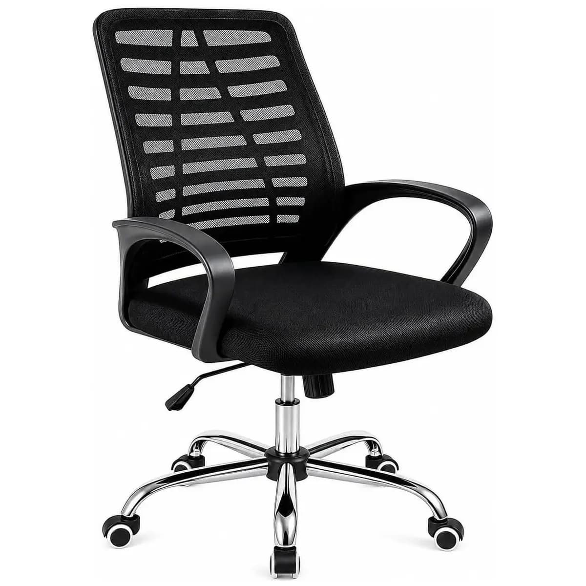 Cadeira de Escritório Ergonômica Mesh Giratória Base Cromada com Regulagem Altura Home Office