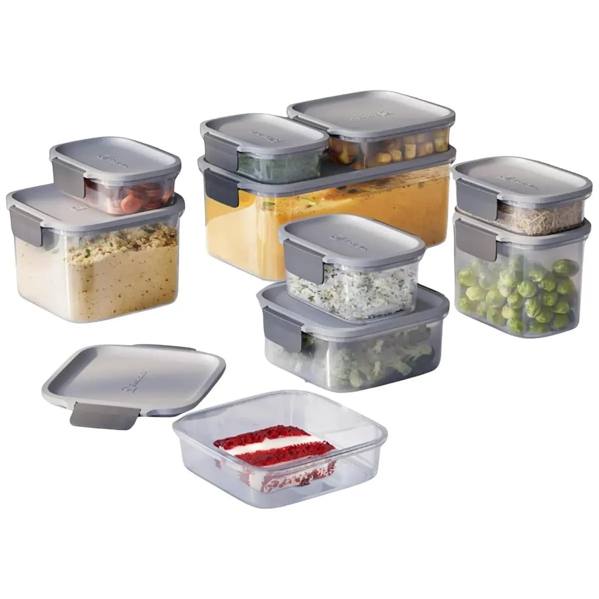 Electrolux Kit 10 Potes Herméticos de Plástico Cinza, 9,15L, Safelock | Empilhável e Modular