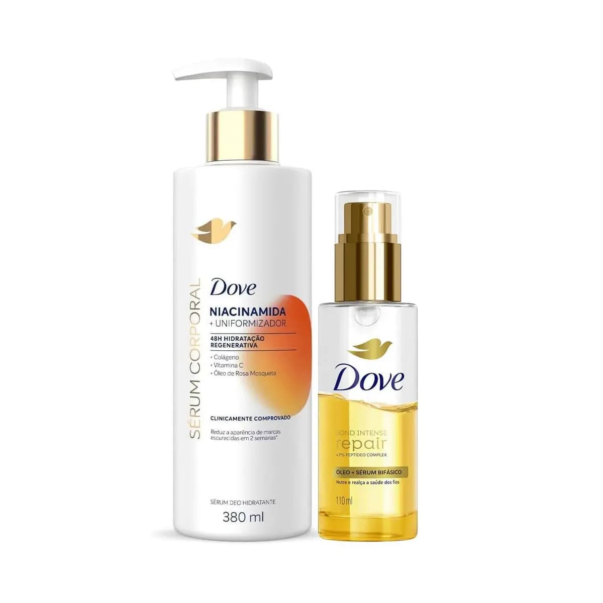 Kit Dove Sérum Corporal Niacinamida Uniformizador 380ml + Óleo Sérum Reparador 110ml