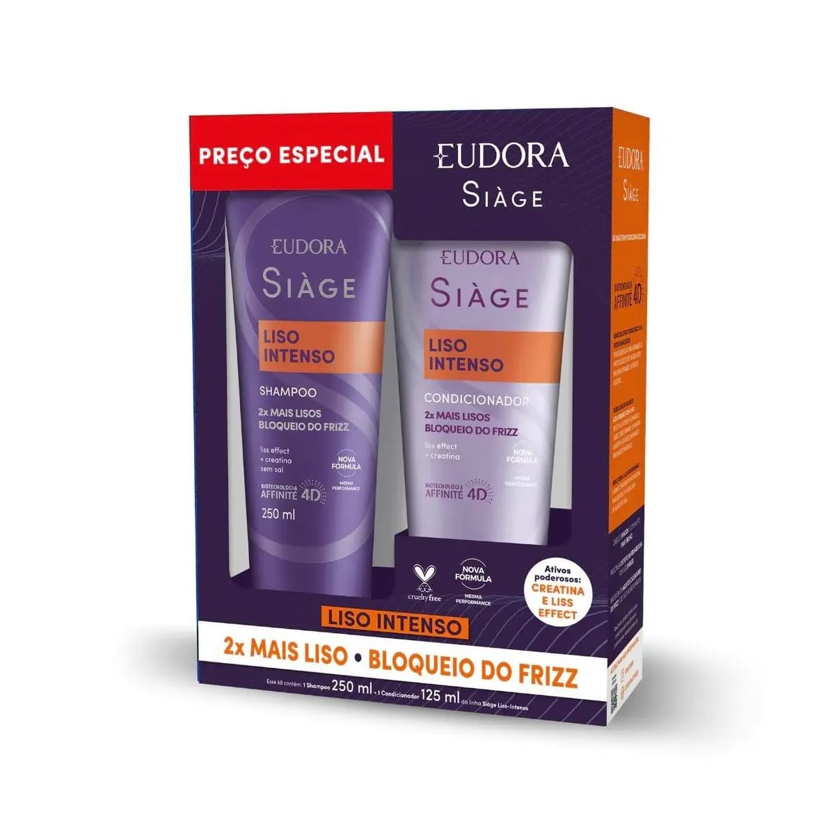 Kit Eudora Siàge Liso Intenso Shampoo 250ml + Condicionador 125ml