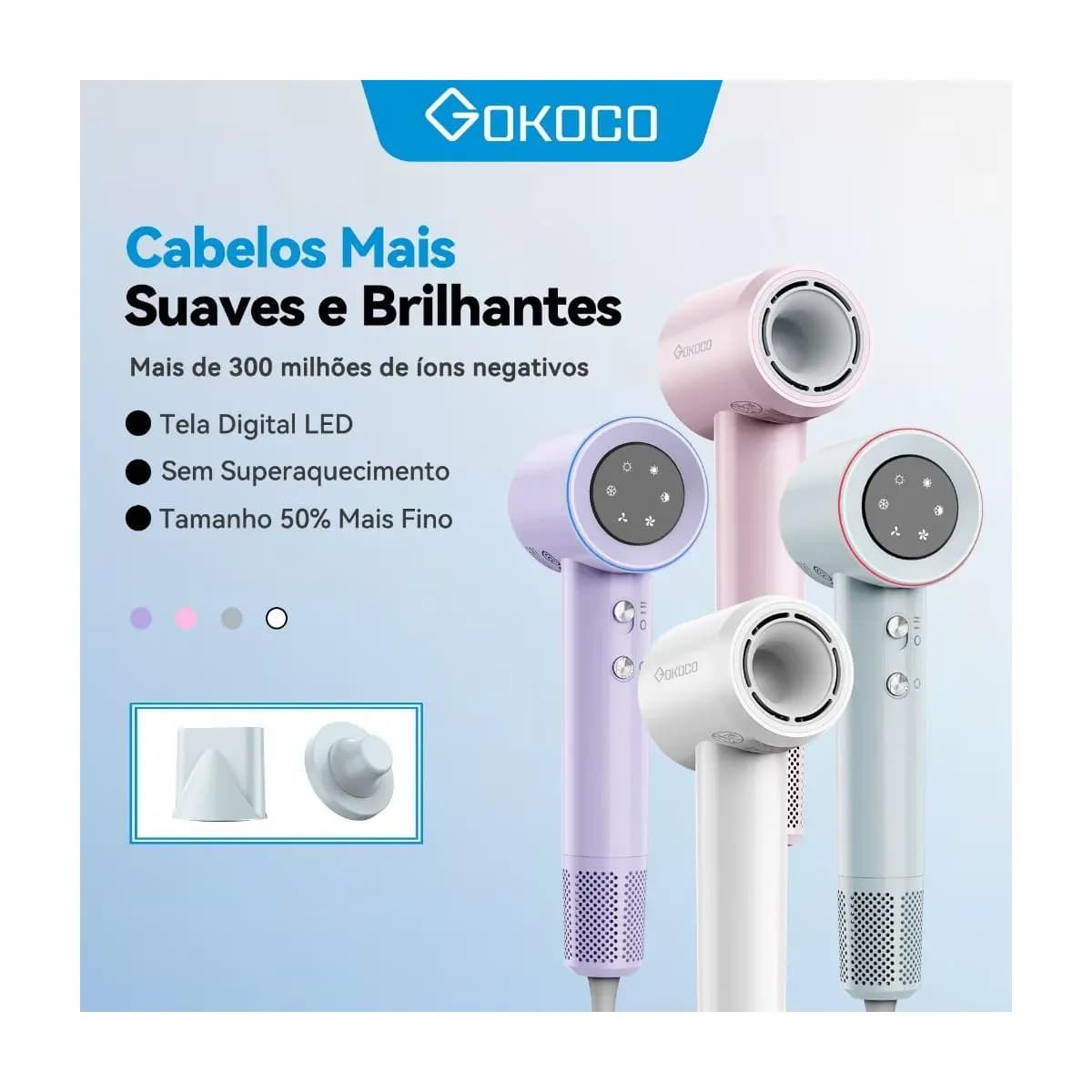 GOKOCO Secador De Cabelo De Alta Velocidade Profissional 1500W 2 Minutos De Secagem Rápida