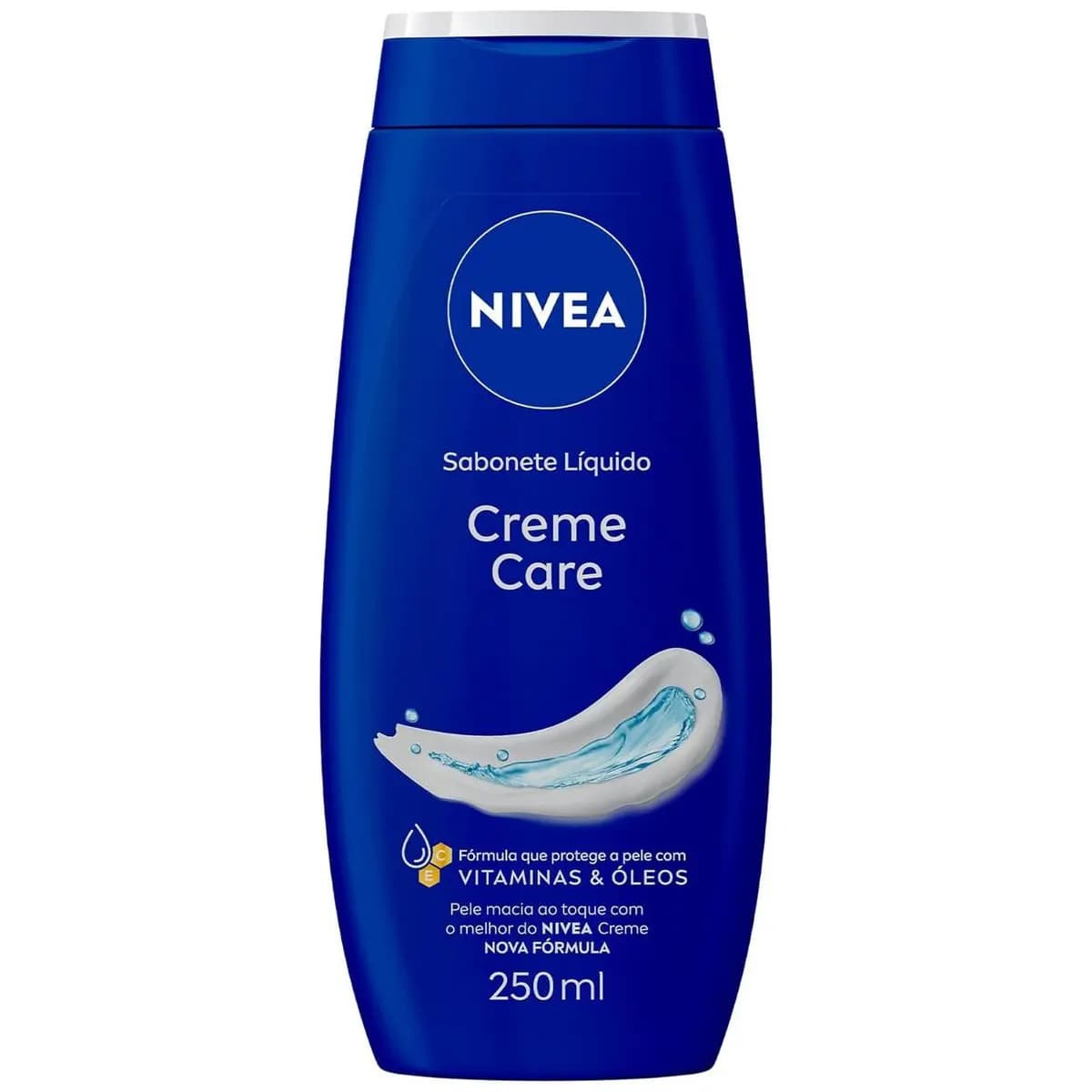 NIVEA Sabonete Líquido Creme Care 250ml, Limpeza Suave, Banho, Hidrata e Protege, Uso Diário, Todas as Peles