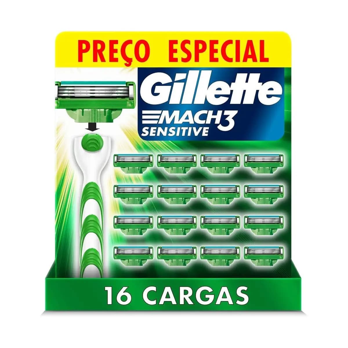 Carga para Aparelho de Barbear Gillette Mach3 Sensitive 16 unidades