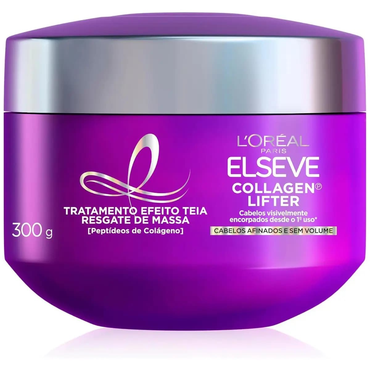 Elseve Collagen Lifter Máscara de Tratamento Condicionante Efeito Teia Para Resgate de Massa com Peptídeos de Colágeno Reconstrói a Fibra e Dá Volume por 72h 300g