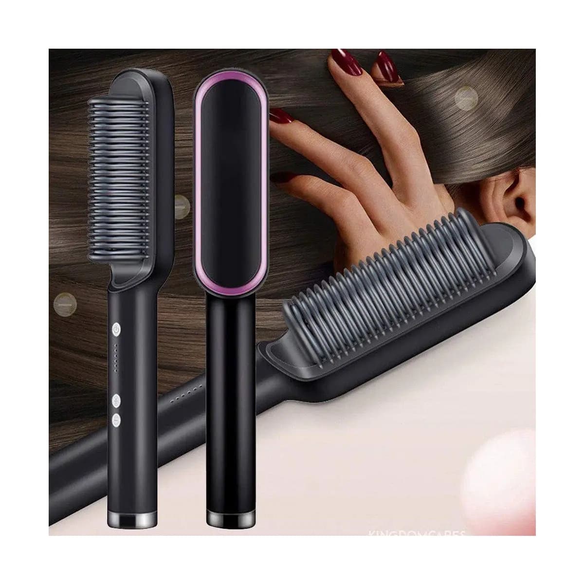 Escova Alisadora Bivolt 5 em 1 - Alisa, Hidrata, Modela, Alinha e Anti-Frizz