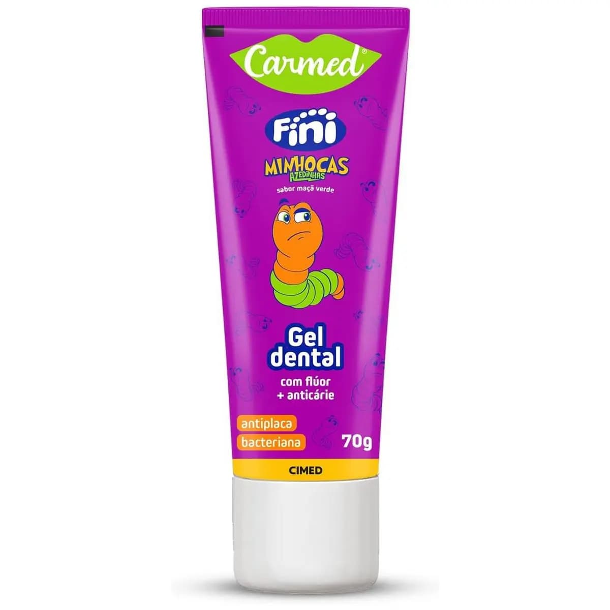 Carmed Fini Minhocas Gel Dental com Flúor Sabor Maçã Verde 70g